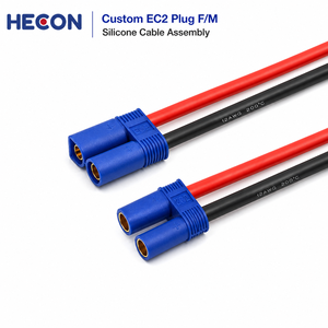 红色 2 针 SAE 转 EC2 F/M 电源线 10AWG 300mm PVC 线束，适用于汽车电池、太阳能电池板、家用电器 - Product Image 1