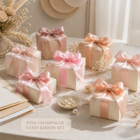 Ruban en satin polyester double face rose champagne, luxe et élégance pour mariage, Noël, Hanouka, emballage cadeau, bricolage