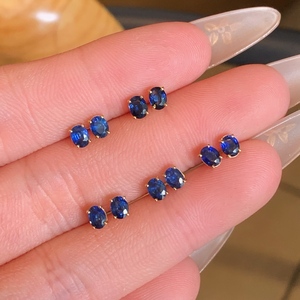 ต่างหูเพชรพลอยไพลินสีน้ำเงินธรรมชาติ Xinfly Solid 18K ทองคำแท้ AU750 สีน้ำเงินรอยัล 0.45 กะรัต 4 กรงเล็บ ต่างหูแบบโซลิแทร์ เครื่องประดับชั้นดีสำหรับผู้หญิง ของขวัญ - Product Image 2