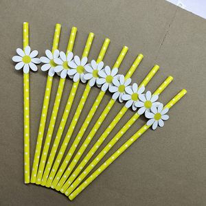 Papel Decorativo para Fiestas de Cócteles, Pasteles, Postres y Jugos, con Diseño de Flores Pequeñas, Tubo Recto, Desechable, Degradable y Reciclable - Product Image 4