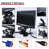 Moniteur de voiture HD TFT LCD 7 pouces 12V-24V avec écran partagé, caméra de recul multilingue et vision arrière pour divertissement des passagers arrière