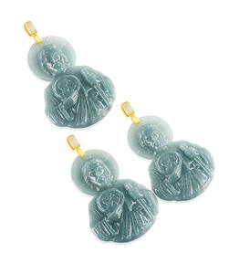 Pendentif en jadeite naturelle Feicui bleu eau de Saint-Jude avec fermoir en argent S925, style classique - Product Image 5