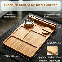 Plateau de canapé en bambou de qualité supérieure, multi-usages, avec porte-gobelet, support pour téléphone et base antidérapante, compatible avec la plupart des accoudoirs de canapé de 12 pouces