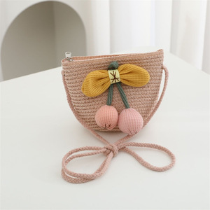 2025 Zomer Handgebreide Kindermeisjes Minimalistische Strooien Tas Ronde Lichte Meisjes Schoudertas Vakantie Reistas Handtas - Product Image 4