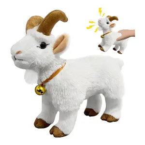 Jouet en peluche de chèvre hurlant personnalisé avec cloche qui fait des sons amusants caractéristiques cadeaux pour les amis jouets en peluche de 10 pouces chèvre mouton