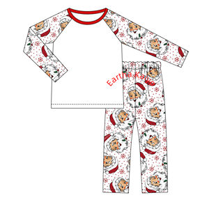 Vente en gros pyjamas personnalisés 100% polyester imprimé sublimation ensembles de pyjamas de Noël pyjamas pour bébés garçons - Product Image 4