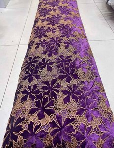 Mikemaycall Afrikaans Zacht Fluwelen Kant Met Geborduurde Kanten Stof Voor Nigeria Trouwjurk 5 Meter - Product Image 1