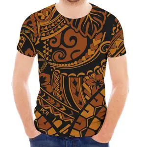 小売卸売ポリネシア部族クック諸島クルーネックTシャツメンズビーチカジュアルTシャツプリントパターン半袖シャツ