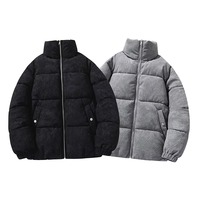 Blouson matelassé en velours côtelé pour homme, col montant, coupe oversize, court, rembourré, chaud pour l'hiver, léger, style rétro streetwear décontracté