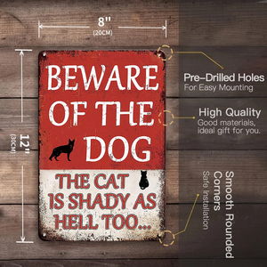 Plaque en métal amusante avec avertissement de protection contre les chiens, interdiction d'entrer, chien de garde Rottweiler, humour, décoration murale pour <span class=keywords><strong>garage</strong></span>, cour, cadeau pour homme - Product Image 4