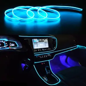 Luz fria de fibra para automóveis, 5m, el, 12v, acessórios automotivos, decoração, flexível, neon, brilho, led, iluminação interiores