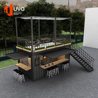 Magasin de conteneurs en acier préfabriqués de luxe, café-bar-restaurant mobile, maison modulaire, design personnalisé, boutique extérieure