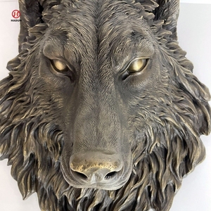 Chất lượng cao thủ công bằng Đồng Sói Đầu Tượng điêu khắc chi tiết kết cấu lông xuyên mắt nghệ thuật trang trí cho văn phòng nhà - Product Image 4