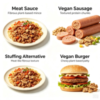 HALAL High Protein TVP Textured Soy Protein, Vegan Plant Based Meat Alternative for Convenience Food, Snacks, Dumpling Stuffing