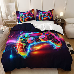 Juego de Funda Nórdica Gamer con Diseño de Arte Digital 3D Moderno en Poliéster con Controlador y Diseño de Salpicaduras - Product Image 4