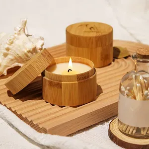 Good Smelling Bamboo & Sea Salt Candles for Home Scented, Soy Wax Organic Candle Set