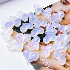 Heart Shaped Acrylic <b>Beads</b> Tiny Peach Fine Shimmer For Jewelry Making - Product Image 1