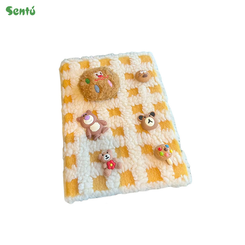 Cute Plush Panda Furry Notebook Diary with 3D Cartoon Charms – Soft Cover Journal for School, Office & Gift