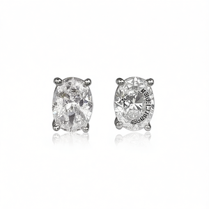 GleamJewel – boucles d'oreilles ovales en diamant, or blanc 14 carats, serti de griffes, bijoux fins classiques pour femmes, E1427 - Product Image 1