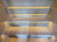 Sauna extérieur de luxe en cèdre canadien avec design moderne et vue panoramique pour villas haut de gamme, centres de bien-être et spas à domicile
