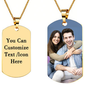 Collar de Pareja de Acero Inoxidable 304 Negro Cuadrado con Corazón, Ajustable, Personalizable con Letra, Foto o Identidad, para Regalo - Product Image 3