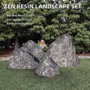 Conjunto Zen <span class=keywords><strong>de</strong></span> Estilo Japonés, Combinación Ecológica <span class=keywords><strong>de</strong></span> Rebanadas <span class=keywords><strong>de</strong></span> Piedra Negra <span class=keywords><strong>de</strong></span> Montaña, Resina <span class=keywords><strong>de</strong></span> Piedra Artificial con Efecto Nieve Seca, Decoración Navideña - Product Image 2