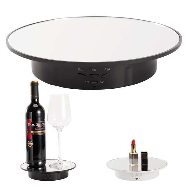 KAMPHO 7.87" Rotating Platform Display Stand, 22lbs Load, Motorized Turntable for Jewelry, 3D Models, Cakes Photography