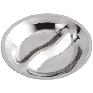 Stainless Steel Two Compartment Plate 24Cm For Snack Fruit Lunch Kids School Canteen Use Microwave Safe - Product Image 5