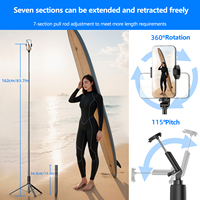 Trépied de téléphone en alliage d'aluminium de 162 cm avec télécommande Bluetooth détachable et support griffe froide pour diffusion en direct