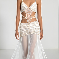 Robe longue en tricot à sequins sans manches et à une épaule pour femme, été, A12444