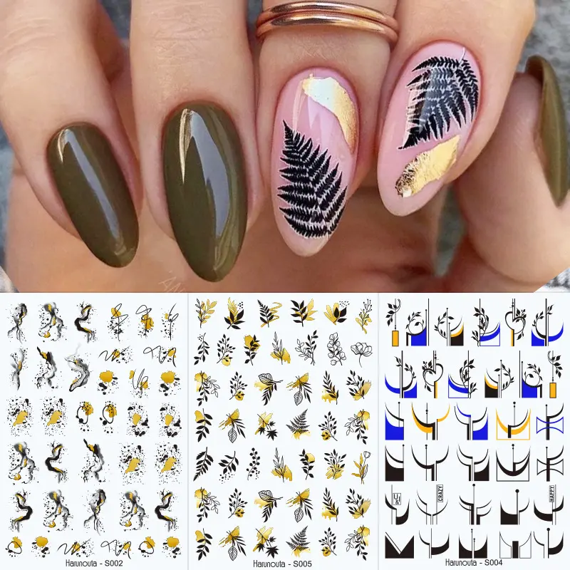 Mode 3d Plant Letters Geometrische Nagelstickers Stickers Stickers Geometrische Slangenvlinder Hartlijnen Nagelstickers Decoratie