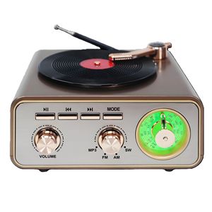 Altoparlante Giradischi Portatile Retrò con <span class=keywords><strong>Radio</strong></span> FM AM SW a Banda Completa, Ingresso BT USB TF Card, <span class=keywords><strong>Design</strong></span> <span class=keywords><strong>Vintage</strong></span> per Uso Domestico ed Esterno - Product Image 1