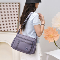 Sac à bandoulière pour femme, tendance, style coréen, couleur unie, simple, de haute qualité, en nylon haute densité