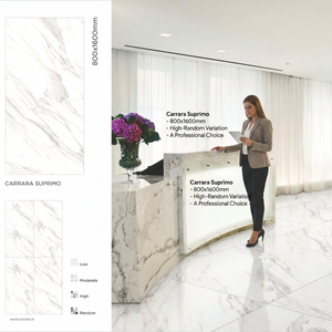 Carrara Suprimo 800x1600mm High Gloss Porcelain Ceramic Tiles Italian White Marble Design For Luxury Floors - Product Image 2