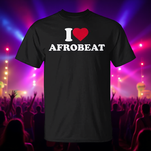 T-shirt I Love Afrobeat in cotone nero, girocollo unisex, manica corta, abbigliamento per appassionati di musica - Product Image 3
