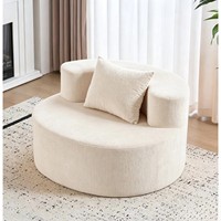 Chaise longue surdimensionnée moderne de 55 pouces en chenille, siège profond, dossier ergonomique, accoudoirs carrés, salon, chambre à coucher, beige