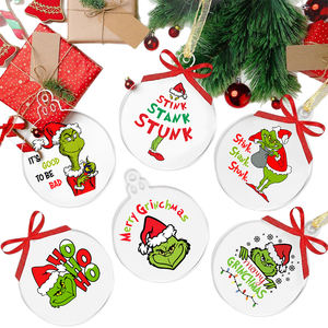 Оптовая продажа новых акриловых елочных украшений «Гринч», пластиковые поделки, подвески для елки для создания праздничной атмосферы - Product Image 3