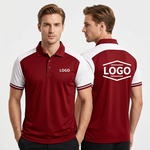 Polo brodé sur mesure en coton épais à manches courtes avec bande contrastante sur l'épaule, uniforme fabriqué au Bangladesh. - Product Image 1