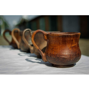 Taza de cerámica pequeña hecha a mano con mango, 5Oz, Barro Natural, café ecológico, sin plomo, cerámica, negra, hecha a mano - Product Image 5