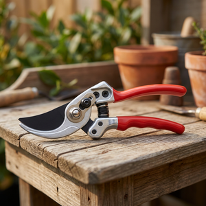 6.7inch Light Duty Bypass <b>Pruning</b> Shears SK5 High Carbon Steel Aluminum Handle PTFE Coated Anti-Slip Grip Red Silver Model - Product Image 3