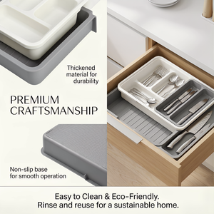 Cutlery <strong>Drawer</strong> <strong>Organiser</strong> Cutlery Plastic Storage Tray Expandable Adjustable Size Tidy <strong>Drawer</strong> Utensil Organizer for <strong>Kitchen</strong> - Product Image 3