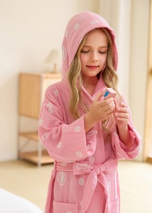 Girls 100% Cotton Muslin Bath <strong>Towels</strong> 2 Layers <strong>Dressing</strong> <strong>Gown</strong> Absorb Water Woven Kids Bathropes - Product Image 2