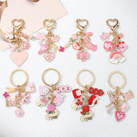 Porte-clés Cœur Rose Mignon Fait Main en Alliage de Zinc Léger et Tendance pour la Saint-Valentin, Idéal pour Femme