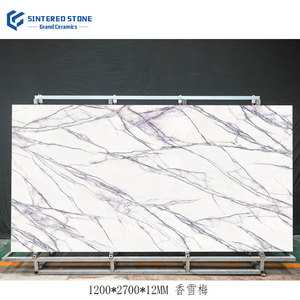 Nouvelle conception de dalle de comptoir de cuisine et de salle à manger en pierre frittée imitation marbre blanc Calacatta, épaisseur 12 mm, protection incendie A1 - Product Image 1