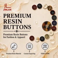 Botones de Resina Brillante de 4 Agujeros, Colores Personalizados, Logotipos, Lavables a Máquina, Duraderos, para Vestidos y Blusas, Moda Femenina, Poliéster, Venta al Por Mayor, OEM, ODM