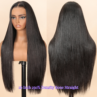 Wig tanpa lem siap pakai 100% Wig Frontal rambut Indian mentah untuk wanita hitam tipis Hd renda Frontal tanpa lem renda Wig penuh Hd