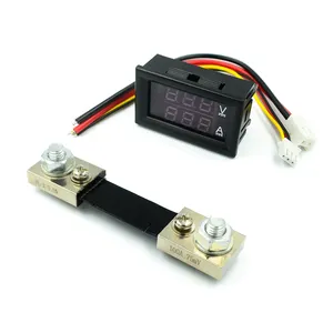 Voltmeter Digital LED 0.28 inci Mini, Ammeter DC 100V 50A 100A Volt Ampere Meter, indikator Tester tegangan dengan shunt