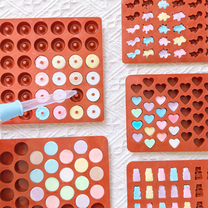1 takım silikon şeker kalıbı çikolata puding bisküvi kalıpları dinozor, oyuncak ayı, silindir, çörek ve kalp şeklinde pişirme kalıpları - Product Image 3