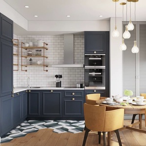 Meubles de cuisine modulaires en bois avec évier et crédence, structure en contreplaqué et portes en MDF <span class=keywords><strong>OSB</strong></span>, armoire de cuisine avec <span class=keywords><strong>porte</strong></span> vitrée - Product Image 5