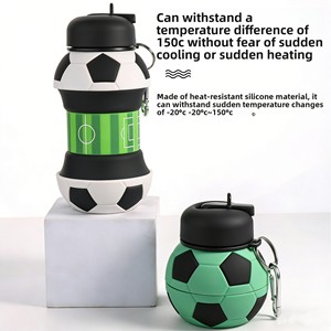 Bouteille d'eau pliable en silicone pour football/basketball, bouteille d'eau pour enfants/étudiants, sports de plein air. - Product Image 3